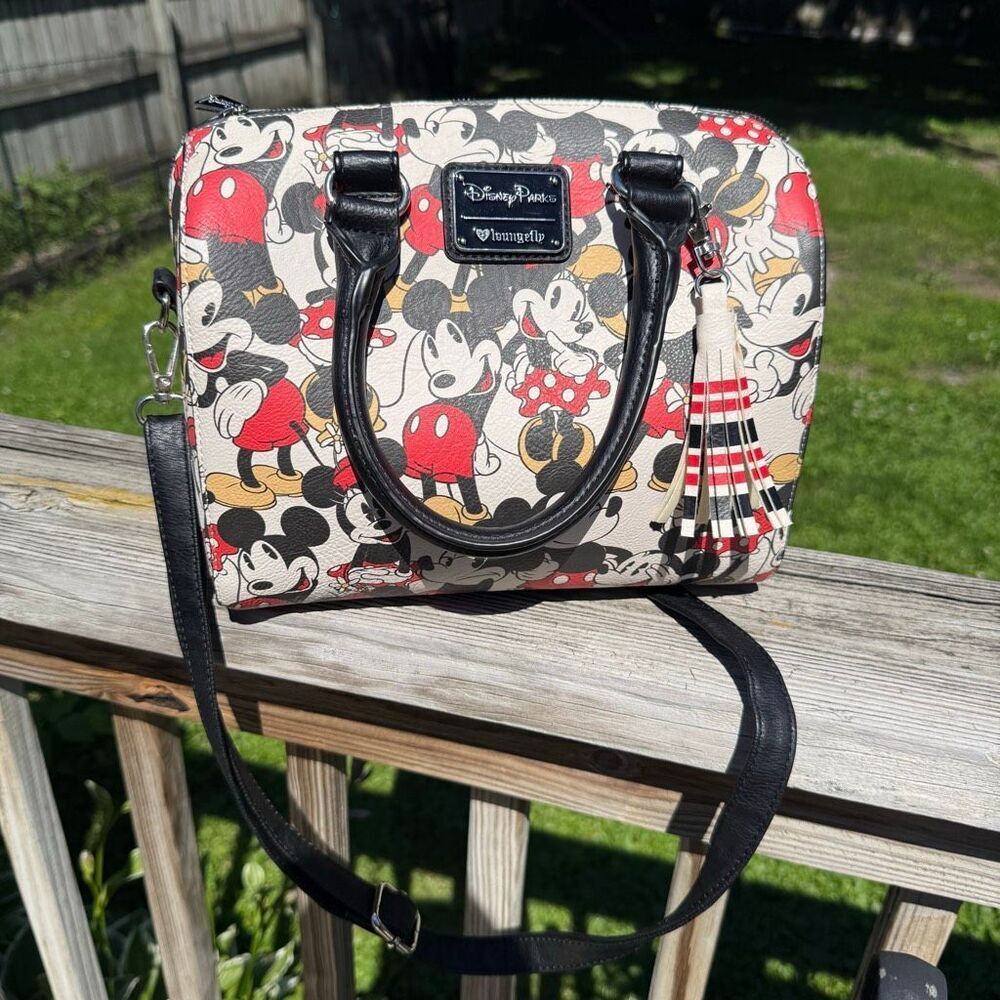 Loungefly Disney Parks Mickey and Minnie Rare Pre Funko Satchel Bag Crossbody Pu